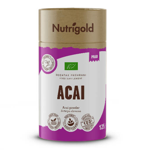 Nutrigold acai u prahu organski dolazi u pakiranju od 125 g.
