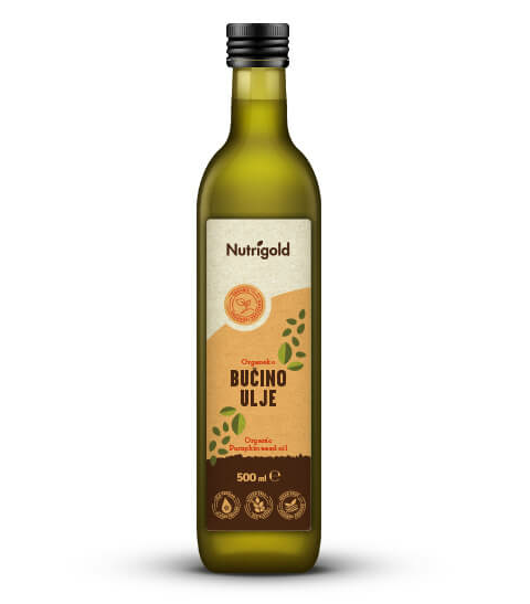  Nutrigold bučino ulje organsko hladno prešano u tamnoj boci 500ml