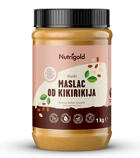 Nutrigold glatki Maslac od kikirikija 100% u pakiranju od 1000g 
