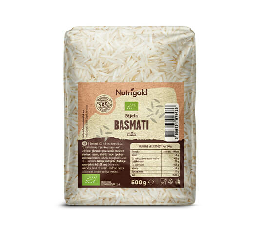 Nutrigold Bijela basmati riža Organska  pakiranju od 500g 
