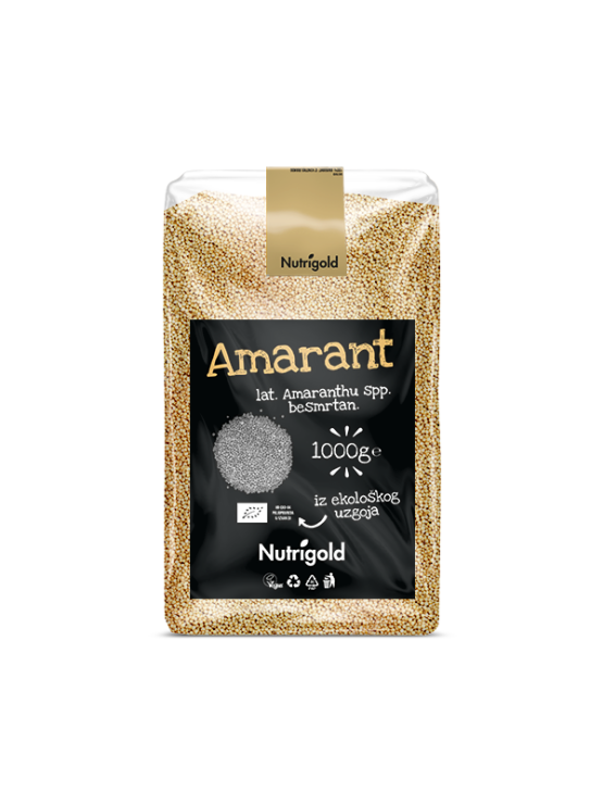 Nutrigold biologisches Amaranth in einer durchsichtigen 1000g Verpackung