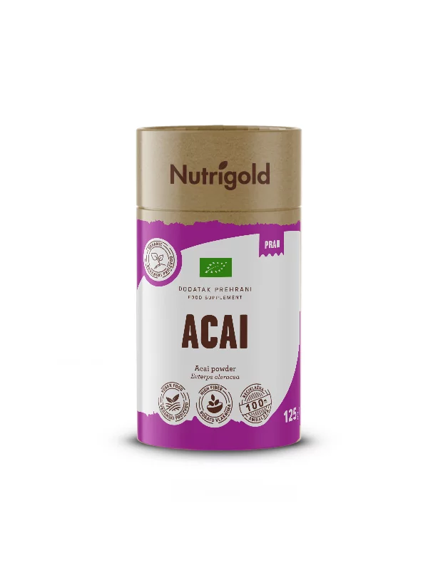 Nutrigold biologisches Acai Pulver in Kartonverpackung 125g