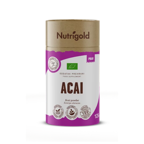 Nutrigold biologisches Acai Pulver in Kartonverpackung 125g