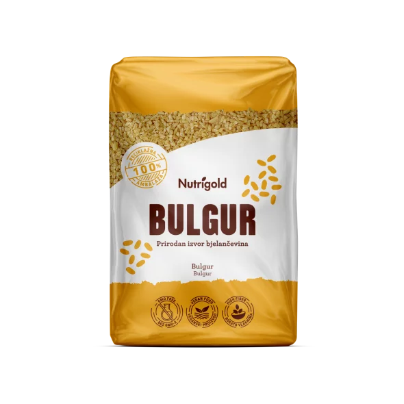 Nutrigold Bulgur in einer durchsichtigen 1kg Packung