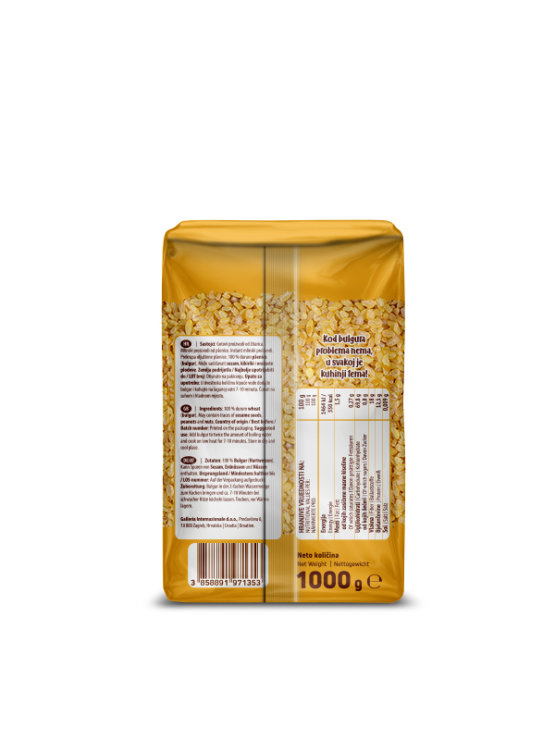 Nutrigold Bulgur in einer durchsichtigen 1kg Packung