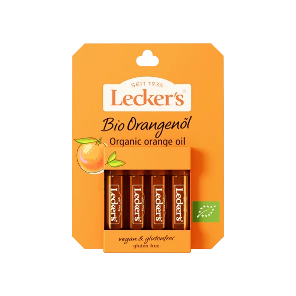 Lecker's Orangenöl kaltgepresst – Biologisch in einer 4x2ml Packung