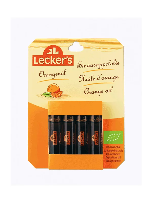 Lecker's Orangenöl kaltgepresst – Biologisch in einer 4x2ml Packung