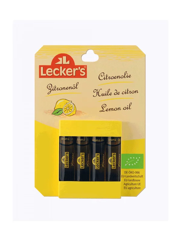 Lecker's Zitronenöl kaltgepresst – Biologisch in einer 4x2ml Packung