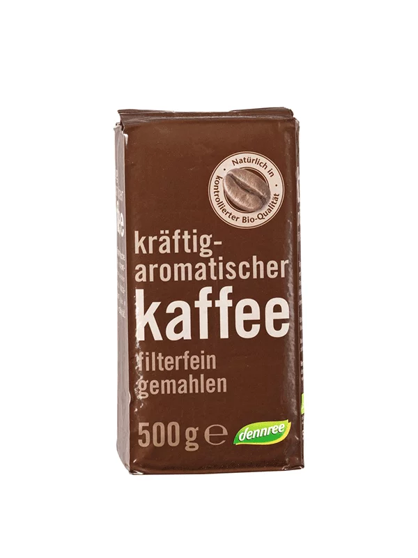Dennree Röstkaffee filterfein gemahlen – Biologisch in einer 500g Packung