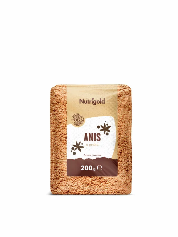 Nutrigold Anispulver in druchsichtiger 200 Gramm Packung
