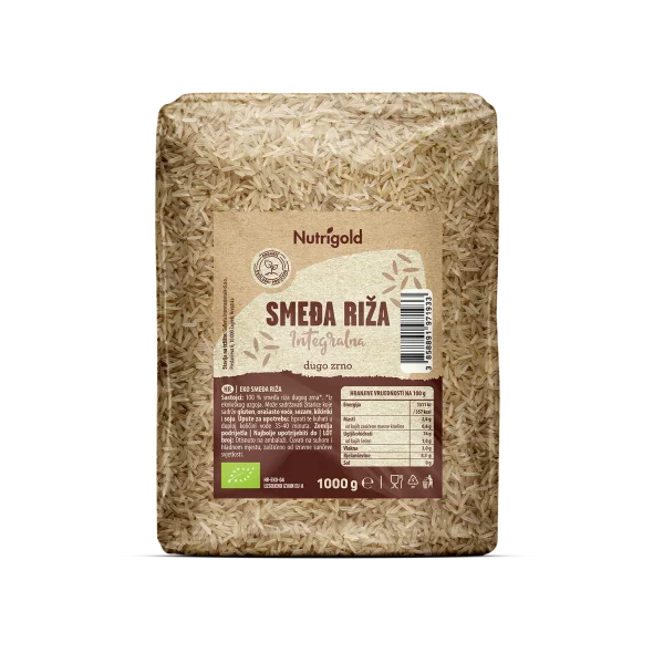 Nutrigold Brauner Vollkorn-Naturreis Langkorn – Bio in einer 1000g Packung