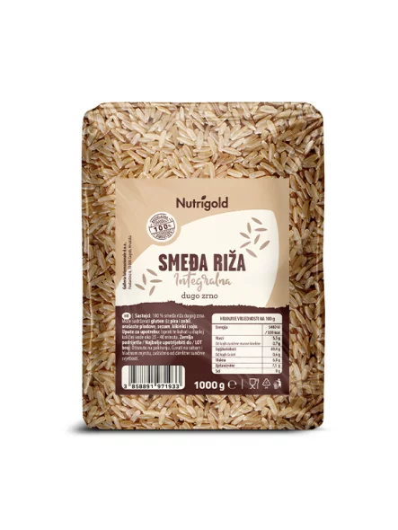 Nutrigold Langkörniger brauner Reis - Vollkorn in einer 1000g Packung