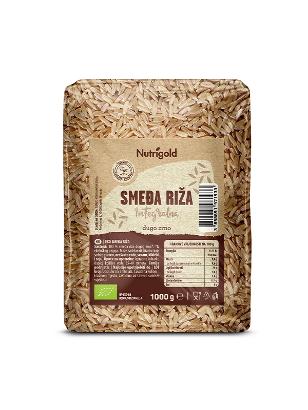 Nutrigold Brauner Vollkorn-Naturreis Langkorn – Bio in einer 1000g Packung