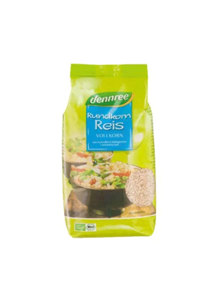 Dennree Rundkornreis Vollkorn – Biologisch  in Verpackung von 1000 g