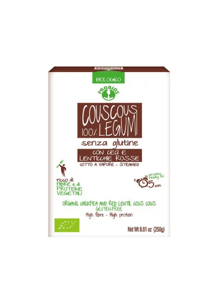 Probios Couscous aus Kichererbsen und roten Linsen – Biologisch in einer 250g Packung