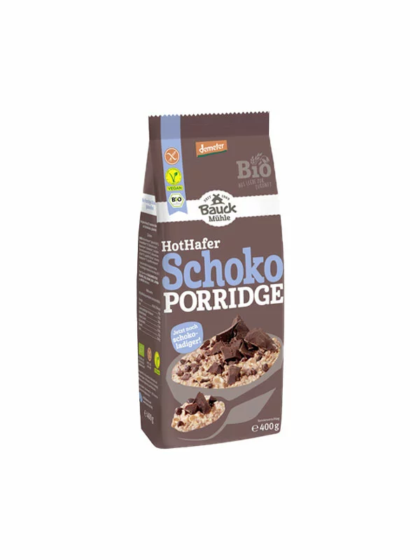 Bauck Mühle Schokoladen-Haferflocken-Porridge glutenfrei – Biologisch in einer 400g Packung