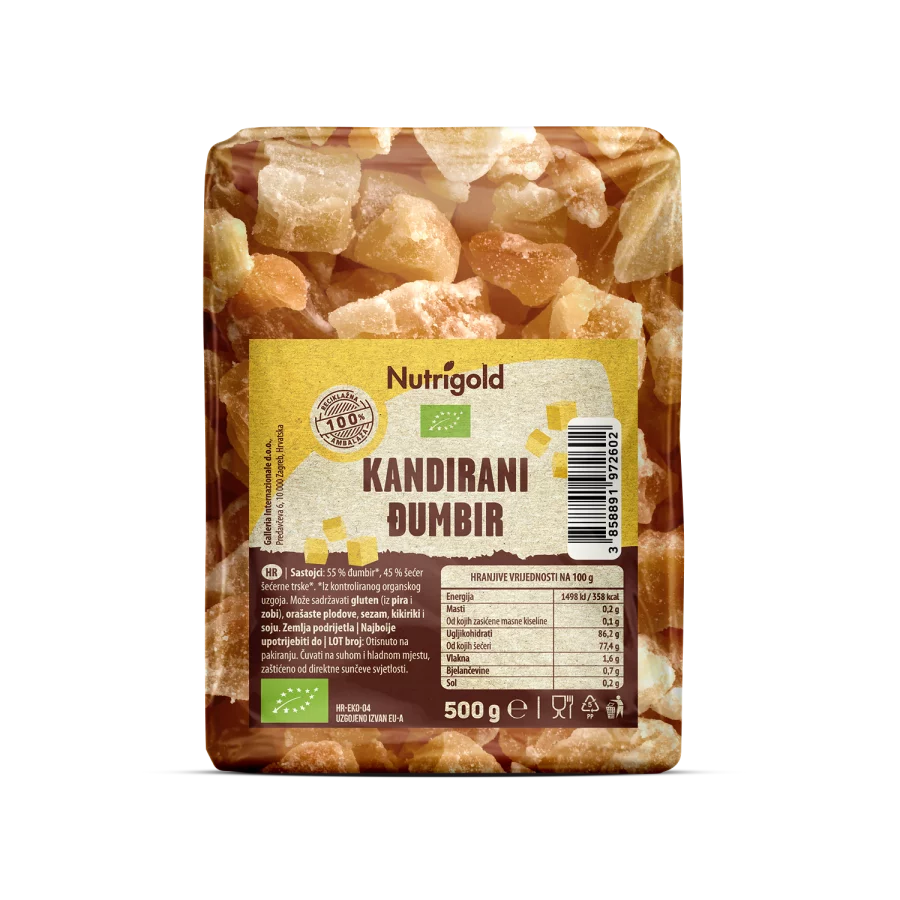 Nutrigold Kandierter Ingwer – Biologisch in einer 500 Gramm Packung
