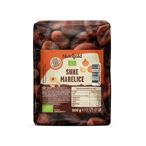 Nutrigold Getrocknete Aprikosen – Biologisch in einer 500g Packung
