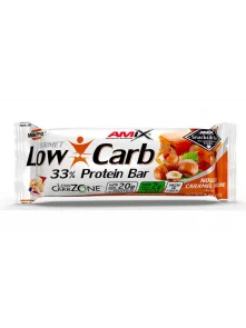 Low Carb 33% Proteinriegel – Nougat- und Karamellpraline 60g Amix