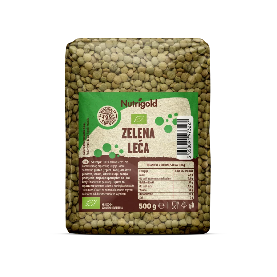 Nutrigold Grüne Linsen - Biologisch in einer 500 Gramm Packung