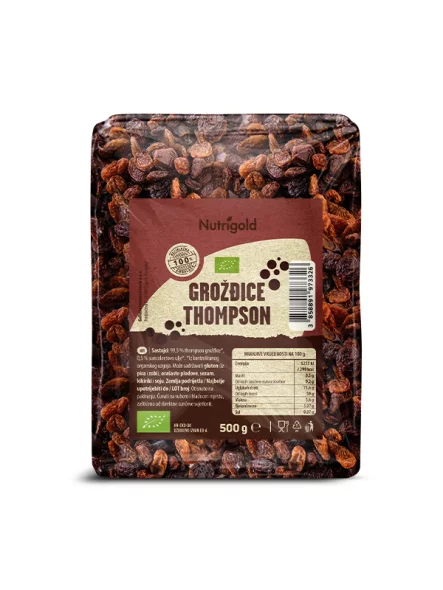Nutrigold Thompson-Rosinen – Biologisch in einer 500g Verpackung