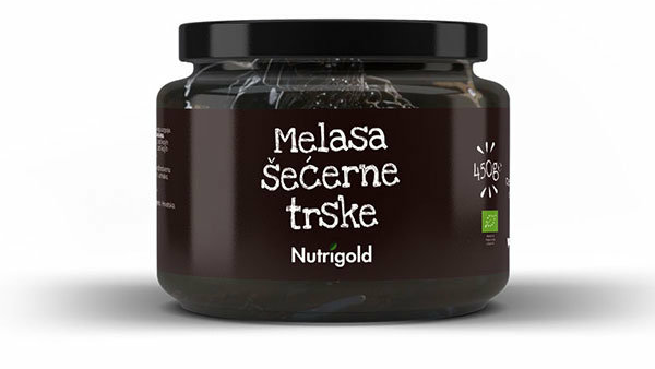 Melasa šećerne trske u crnoj staklenki od 450 grama