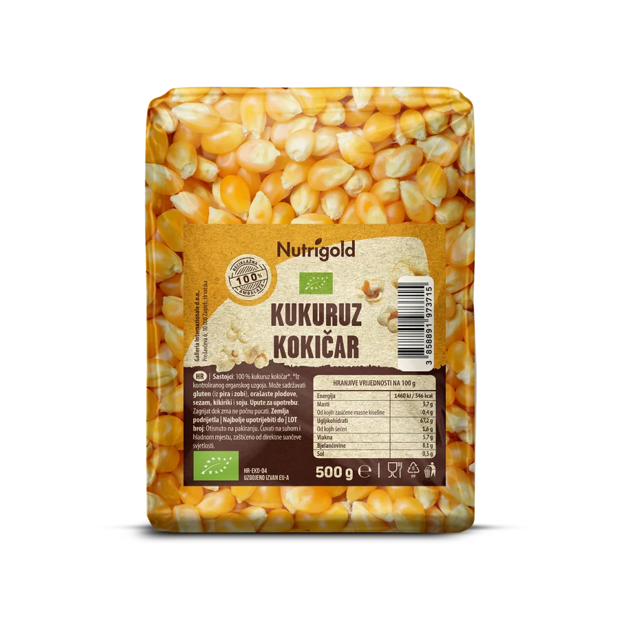 Nutrigold Popcorn Mais - Biologisch in einer 500 Gramm Packung