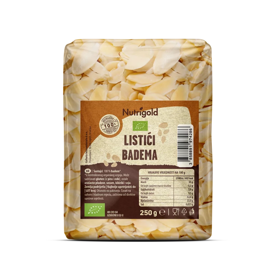 Nutrigold Mandelblättchen Biologisch in einer 250 Gramm Packung