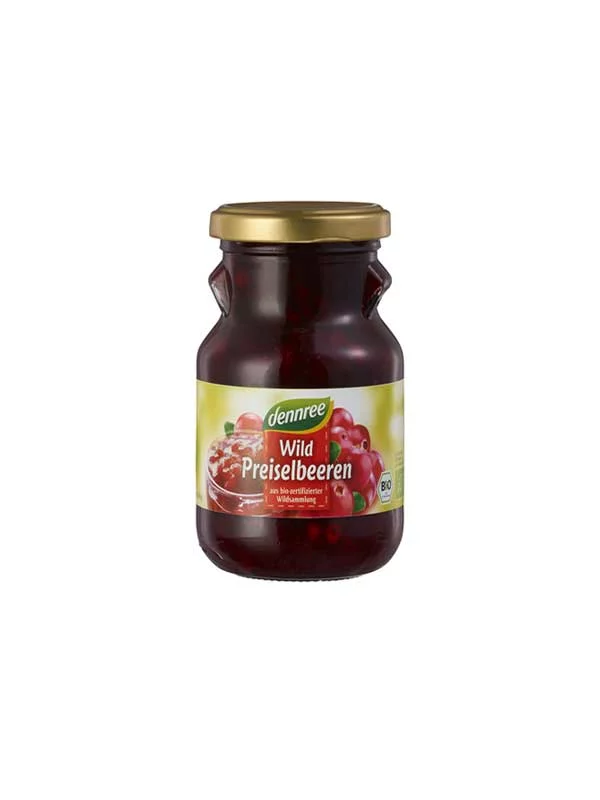 Dennree Wildpreiselbeeren – Biologisch im 400g Glas