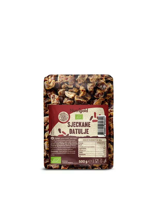 Nutrigold Datteln gehackt – Biologisch in einer Packung von 500g