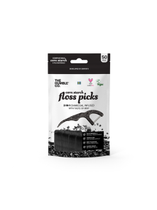 Humble Brush Zahnseide mit einem Halter aus Maisstärke Black Charcoal mit 50 Stück im Paket