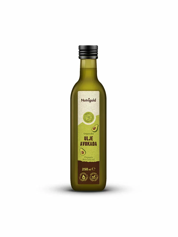 Nutrigold Avocadoöl kaltgepresst – Biologisch in der 250ml dunklen Glasflasche