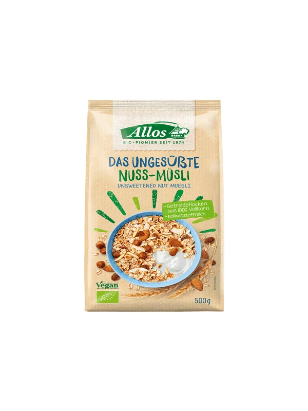 Allos Müsli mit Nüssen ungesüßt - Biologisch in einer 500g Packung