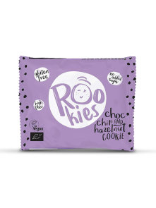 Bio-Kekse mit Schokoladenstückchen und Haselnüssen Rookies in Plastikverpackung, 40g.