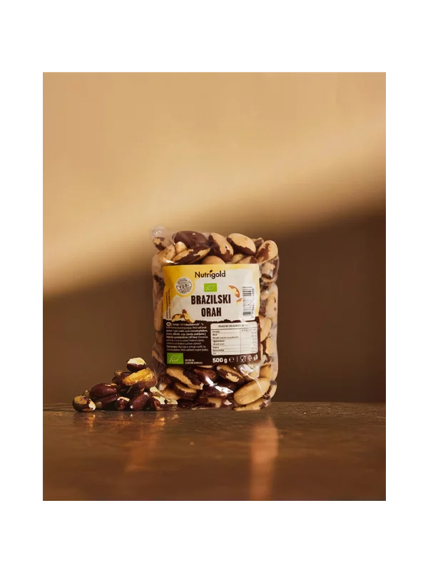 Nutrigold biologische Paranusskerne in einer durchsichtigen 500 Gramm Packung