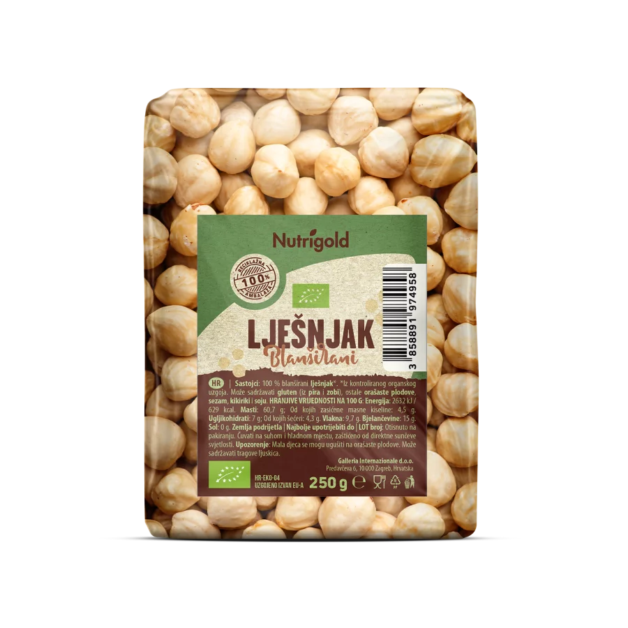 Nutrigold Haselnusskerne blanchiert - Biologisch in einer 250 Gramm Packung