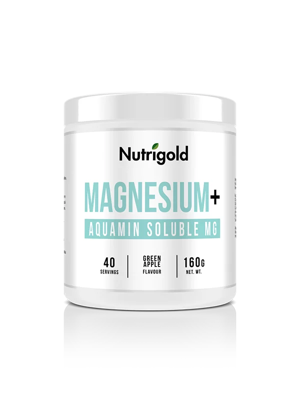 Nutrigold Magnesium+ Aquamin löslich 160 g – Magnesium in Pulverform Grüner Apfel