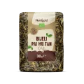 Nutrigold biologischer weißer Pai Mu Tan Tee in einer durchsichtigen 30 Gramm Packung