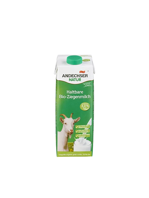 Andechser Natur Haltbare Ziegenmilch 3,0% Fett – Biologisch in einem 1 Liter Tetrapack