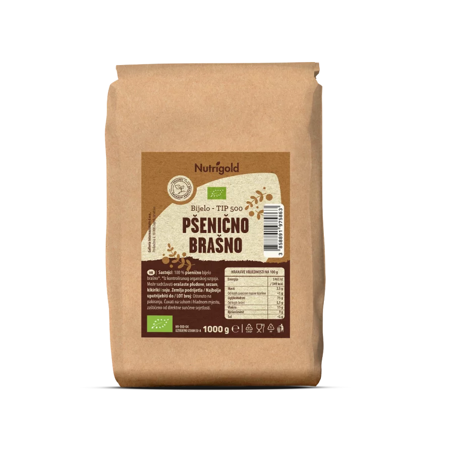 Nutrigold Weizenmehl Typ 500 – Biologisch in einer 1000g Packung