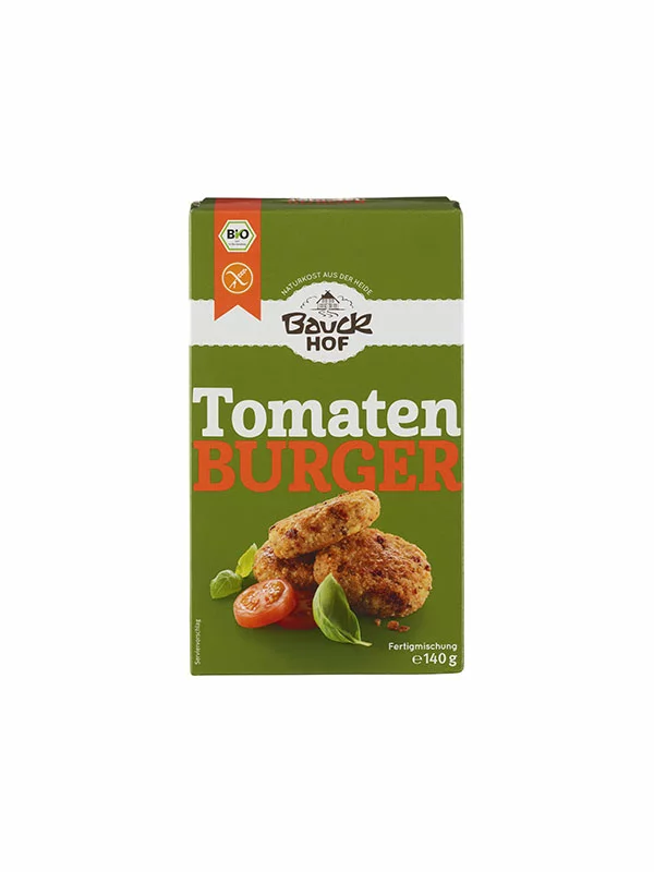 Bauck Mühle Tomaten-Basilikum-Burger-Mix glutenfrei – Biologisch in einer 140g Packung