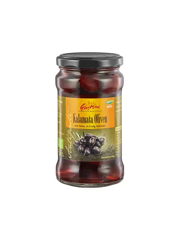 Gustoni Kalamata-Oliven – Biologisch, im 300g Glas