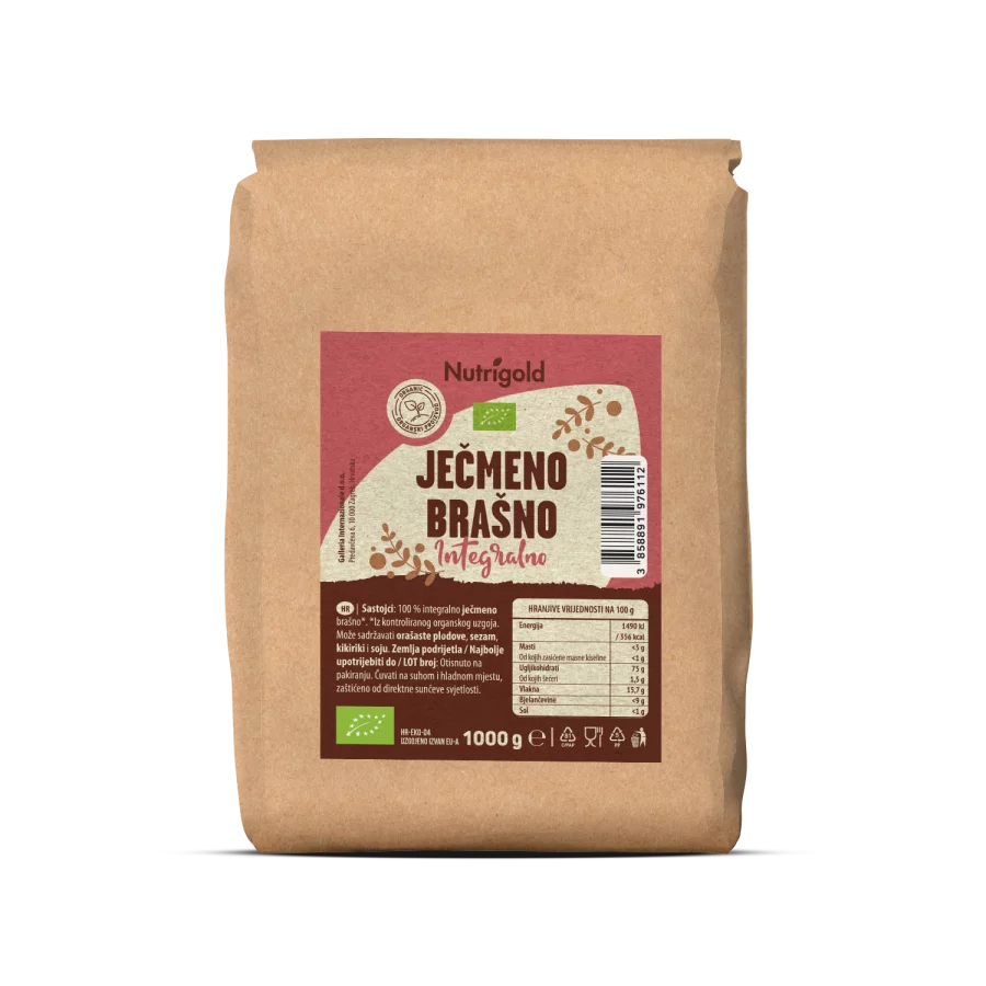 Nutrigold Gersten-Vollkornmehl - Biologisch in einer 1000 Gramm Packung