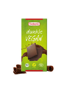 Frankonia vegane dunkle Schokolade  – Biologisch  in grüner Kartonverpackung von 100  g