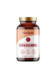 Nutrigold Ashwagandha 90 vegane Kapseln in einer dunklen Verpackung