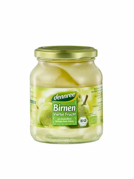 Dennree Birnen Viertel Frucht – Biologisch im 350g Glas