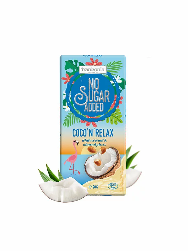 Schokoladenweiße Kokosnuss & Mandel – Ohne Zuckerzusatz 90g Frankonia