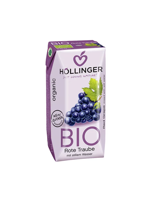 Höllinger Roter Traubensaft mit Strohhalm - Biologisch in einem 200ml Tetrapak
