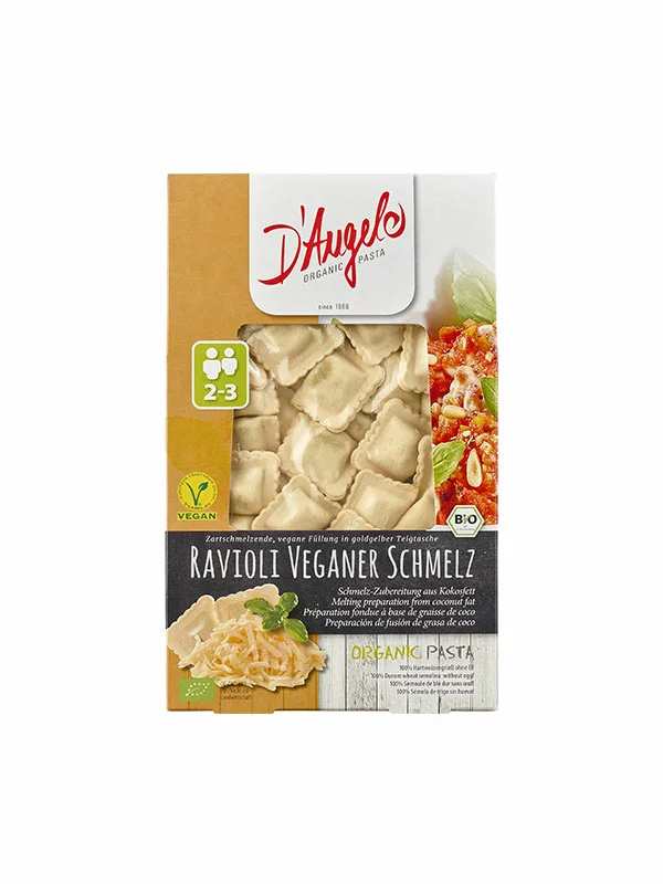 D'Angelo Ravioli mit veganer Schmelz-Füllung – Biologisch in einer 250g Packung