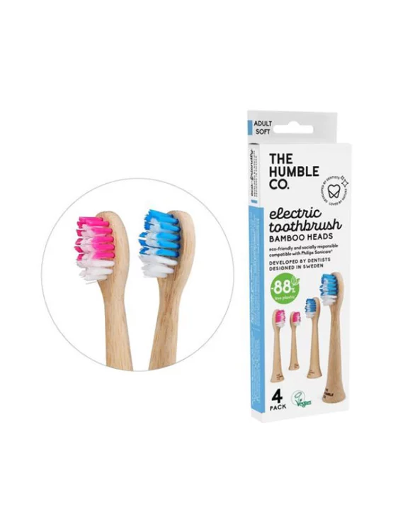 Humble Brush Austauschbare Bambusköpfe für Elektrobürsten mit 4 Stück in der Packung
